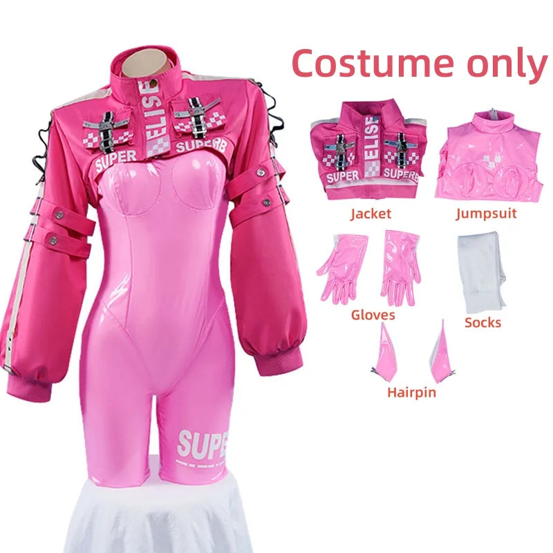 Women’s Nikki Alice Cosplay Costume Bodysuit with Ear Gloves Wig Cosplay Latex Cat suit Jumpsuit Jacket Suit SS69 44.69 Costume Only / S