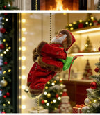 Christmas Doll Decoration Santa Claus Doll Electric Climbing Santa Claus On Beads Chain Moving Figure Hanging Xmas Ornament Gift