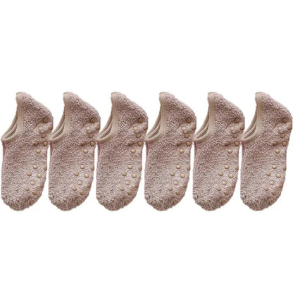 1/3Pairs Thickened Plush Socks Women Winter Warm Coral Fleece Sox Sleeping Slippers Silicone Non-slipInvisible Short Boat Socks