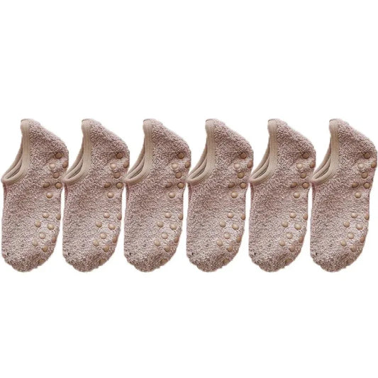 1/3Pairs Thickened Plush Socks Women Winter Warm Coral Fleece Sox Sleeping Slippers Silicone Non-slipInvisible Short Boat Socks
