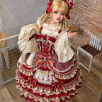 Victorian Gothic Dress Women Luxury Elegant Lolita Lace Ruffles Bow Wedding Y2k Dress Japanese Vintage Princess Party Dresses SS69