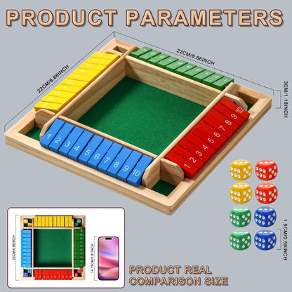 AIUAZA 1 Set Drinking Games, Wooden Board Game For 1-4 Players, Classic Family Game With 8pcs Dices, gaming gift SS69