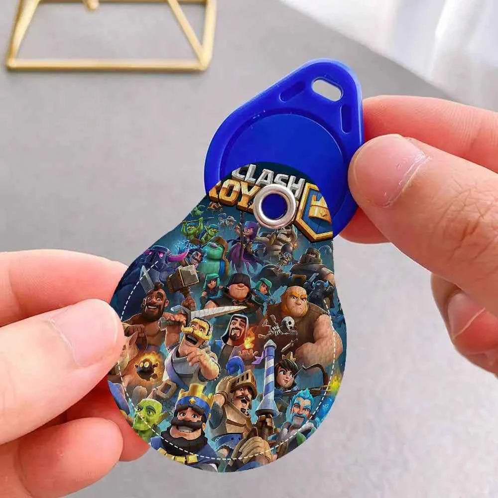 Game C-Clash Royale Anime Key Fashion PU Water Shape Keychain Women Car Key Holder Home Key Ring Charm Bag Car Pendant Gift
