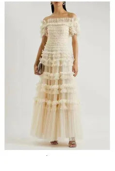 JAMERARY Fashion Floral Print Long Sleeve Maxi Dress For Women Summer Autumn Clothes Layers Ruffles Cake Dresses Evening SS69