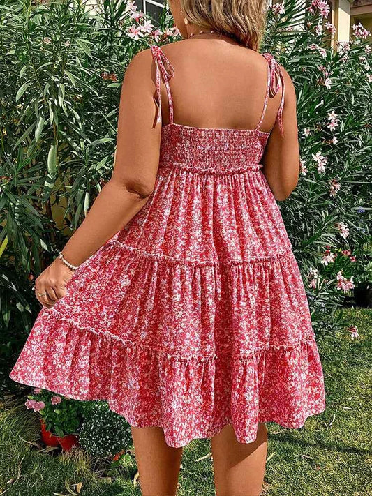 Plus Size 2025 Summer New Women's Halter Backless Hollow Out Short Sleeve Dress Bohemian Mini Floral Dress Best of Summer
