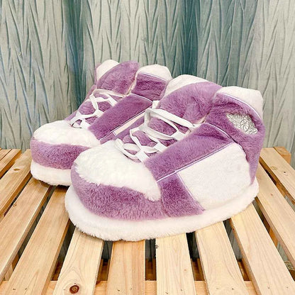 Women's/Men Winter Cotton Shoes Cute Cartoon Animal Warm Home Plush Shoes Woman Male Foam Sneakers Bread Fat Slippers Gift