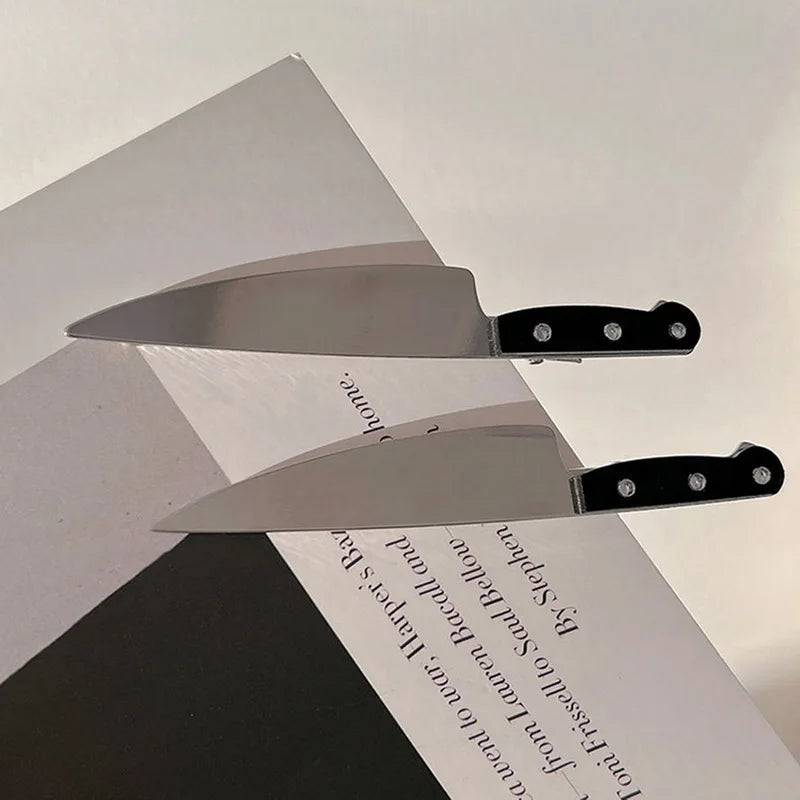 1/2pcs Creative New Gothic Emulation Knife Hair Clips Side Bangs Hairpin Funny Weird Knife Hairpins Women Girls Hair Accessories SS69 6.69 B1-2PCS