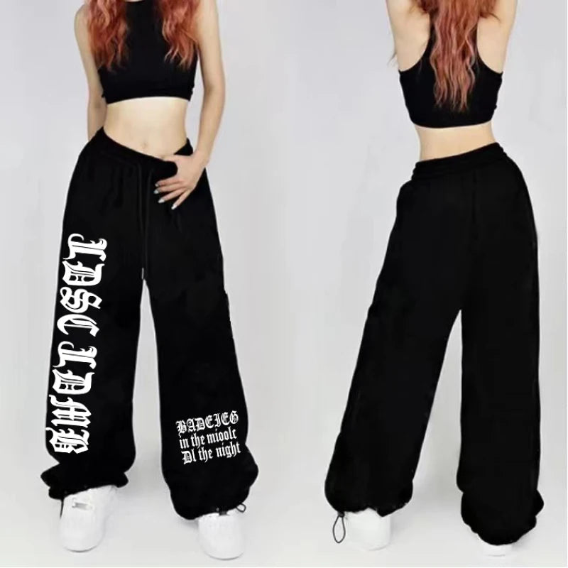 2024 Spring Summer New Sports Pants for Women American Street Trendy Wide Leg Pants Women Fun Print Design Woman Trousers SS69