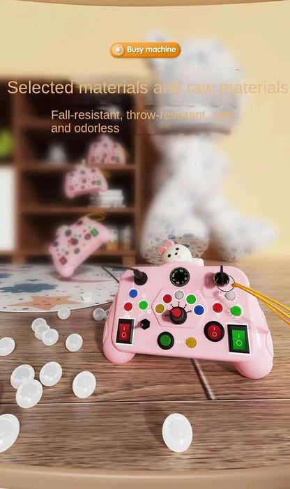 Montessori Busy Board Sensory Toys Cartoon with LED Light Switch Control Board Travel Activities Children Game for 2-4 Years Old