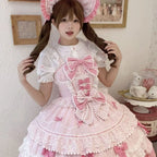French Lolita Strap Dress Lace Patchwork Cosplay Outfit Y2K Vintage Elegant Girls Sweet Party Kawaii Dress Women Clothing 2026