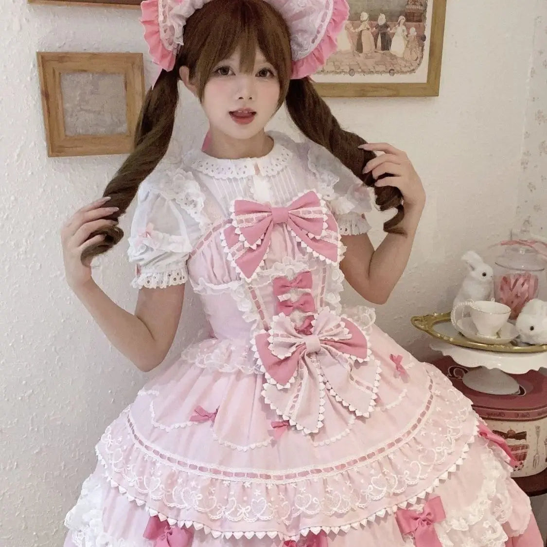 French Lolita Strap Dress Lace Patchwork Cosplay Outfit Y2K Vintage Elegant Girls Sweet Party Kawaii Dress Women Clothing 2026