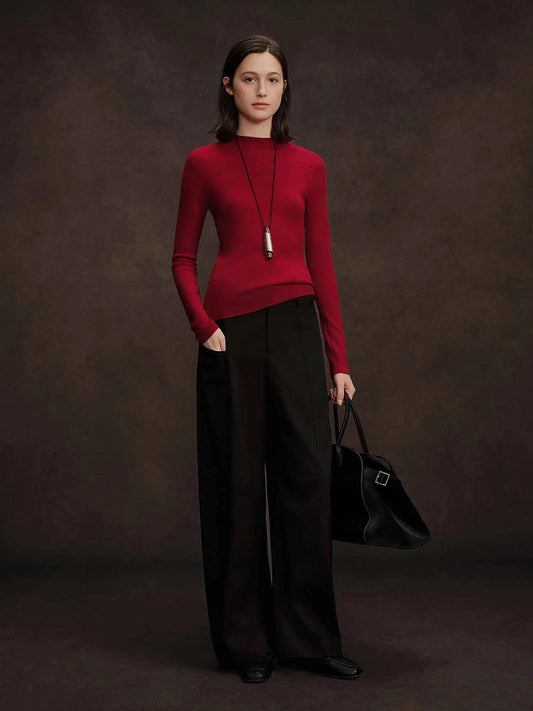 DUSHU Seamless Half-high Collar Pure Wool Pullovers Women Plus Size Autumn Winter Bottoming Sweater Solid Soft Breathable Tops