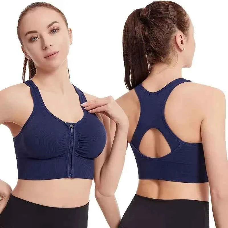 CZGUKE Women's zipper sports bra vest plus size shock resistant bra women's yoga running fitness bra women's underwear