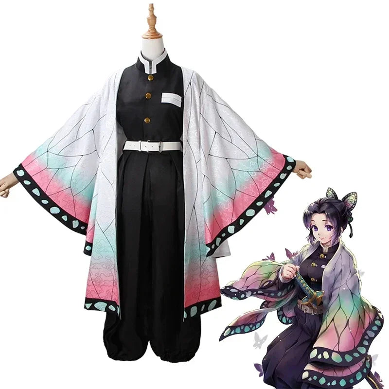Kochou Shinobu Anime Cosplay Costume Set with Haori for Adults