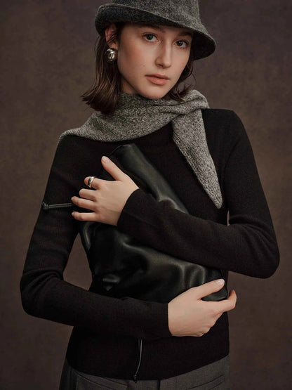 DUSHU Seamless Half-high Collar Pure Wool Pullovers Women Plus Size Autumn Winter Bottoming Sweater Solid Soft Breathable Tops