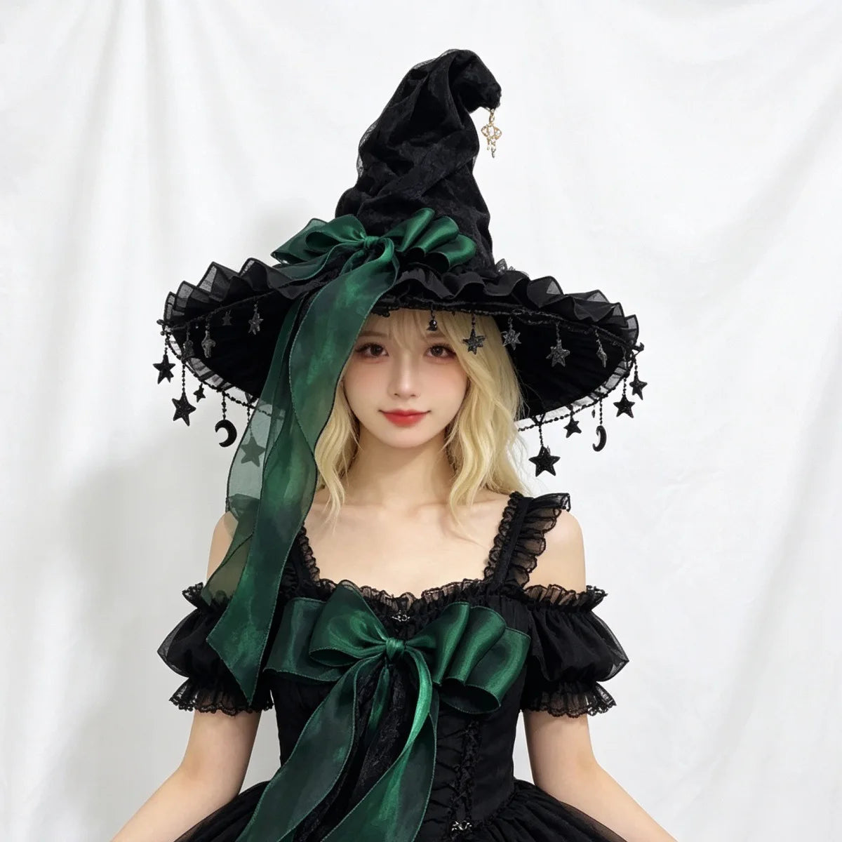 Fashion Halloween Witch Hat Gothic Dark Wizard Cap Lolita Cosplay Accessories Costume Headwear Party Photo Prop Festival Gift