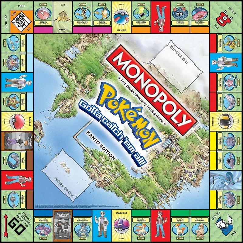 Pokemon MONOPOLY board game Johto and Kanto Edition English English Version Family Party Game Toy Children's Gift SS69