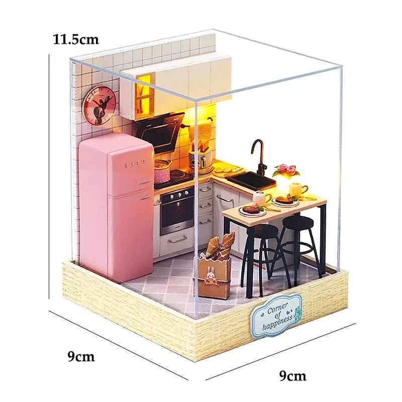 Wooden Miniature Dollhouse with LED Light Creative DIY Flower House Handmade 3D Puzzle Assembly Building Model Toys Doll Houses