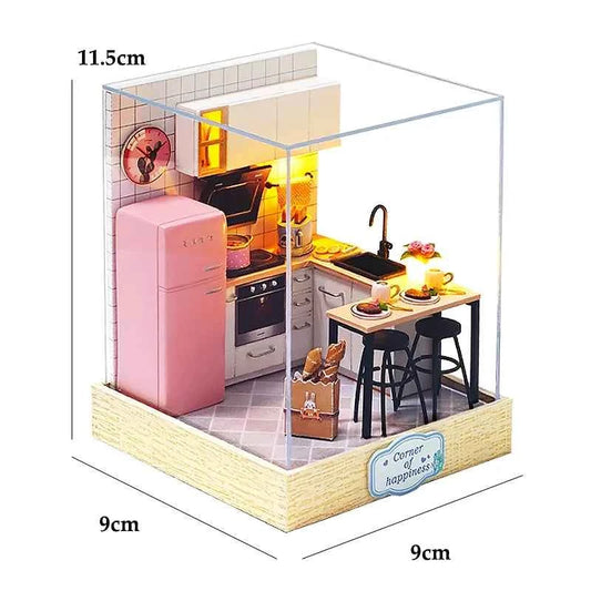 Wooden Miniature Dollhouse with LED Light Creative DIY Flower House Handmade 3D Puzzle Assembly Building Model Toys Doll Houses