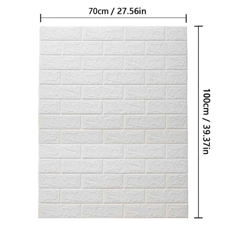 3D Self-Adhesive Wallpaper 70cm*1/5/10m Continuous Waterproof Brick Wall Stickers Living Room Bedroom Children's Room Home Decor