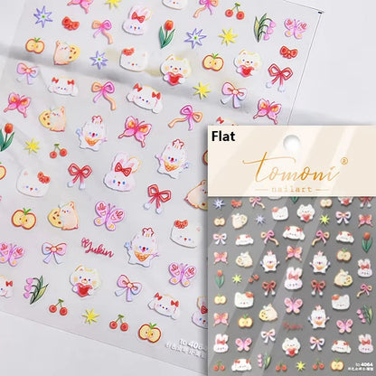 Cute Jelly Pink Cat Paw Print Nail Sticker Kawaii Pink Black Cat Claw 5D Embossed Self-Adhesive Nail Art Sticker Nail Art Decal SS69 7.69 TO4064