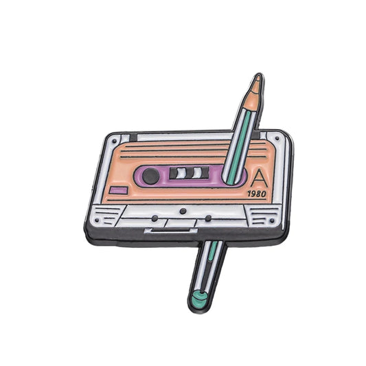 QIHE JEWELRY Retro Music Cassette Tape Enamel Pin Zinc Alloy Lapel Badge