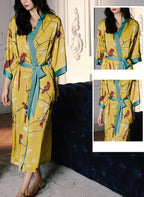 Women's Long Silk Satin Kimono Robe - Lightweight & Soft