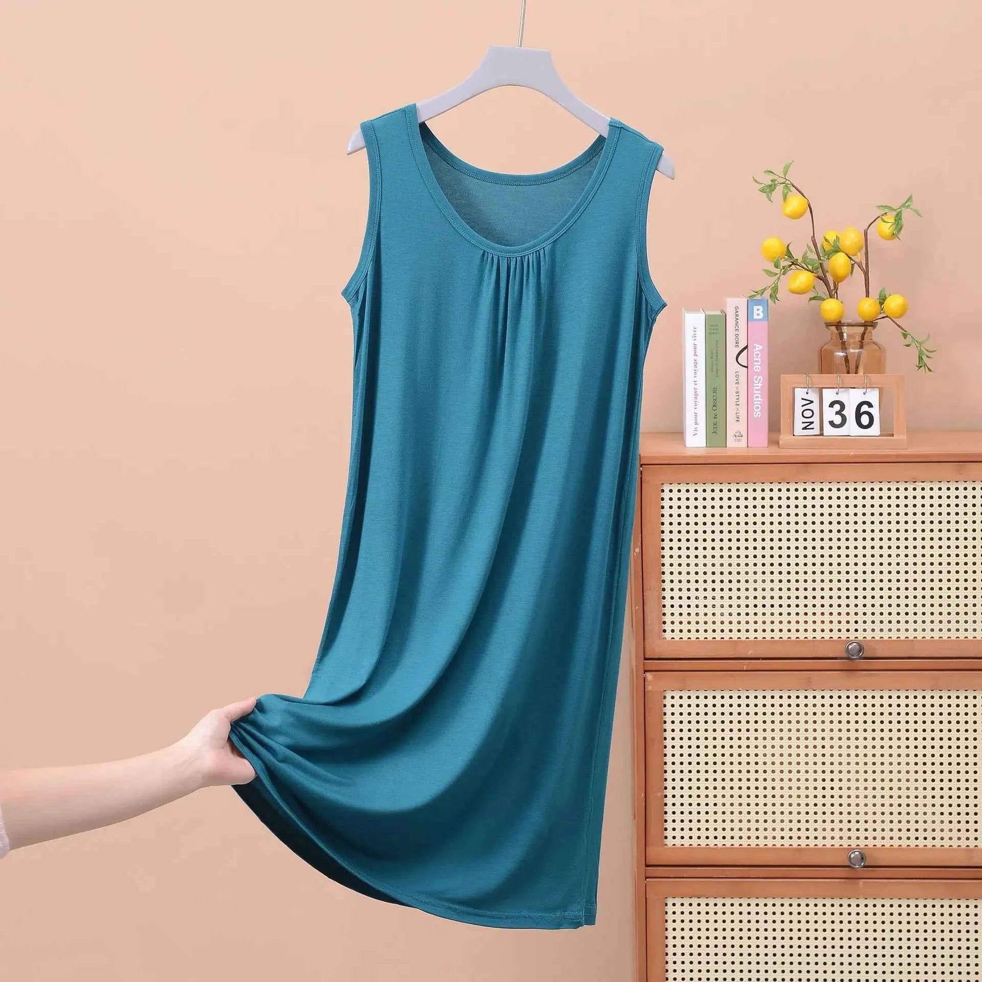 Plus size XL to 8XL Modal sleeveless sleepdress Summer lady's tank dress Loose camisole nightdress comfort dresses
