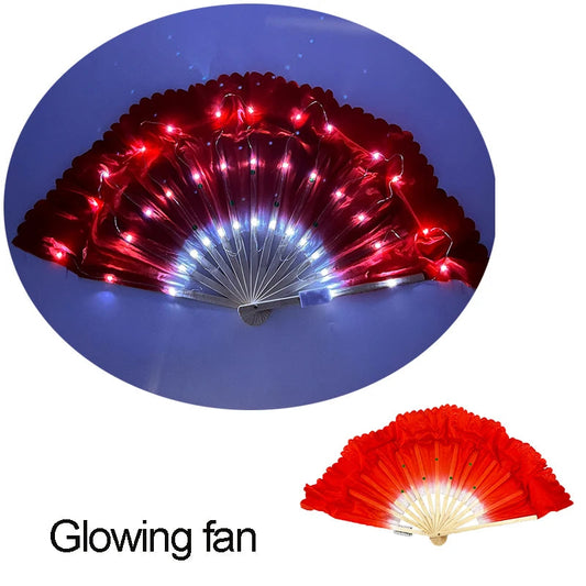 Beautiful Costumes Accessory Props Hand Fans 7 Colors For Choice Men Women Cool Decorative Glow Fan Light Up Disco Dance Night SS69 20.69 13inches fan 02 / one size