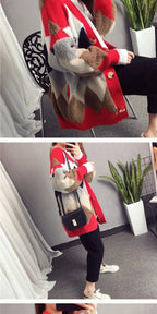 Women's Loose Knit Cardigan Sweater - V-Neck Button Front