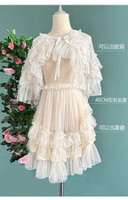 Women's Lace Mesh Short Shawl Poncho - Open Front