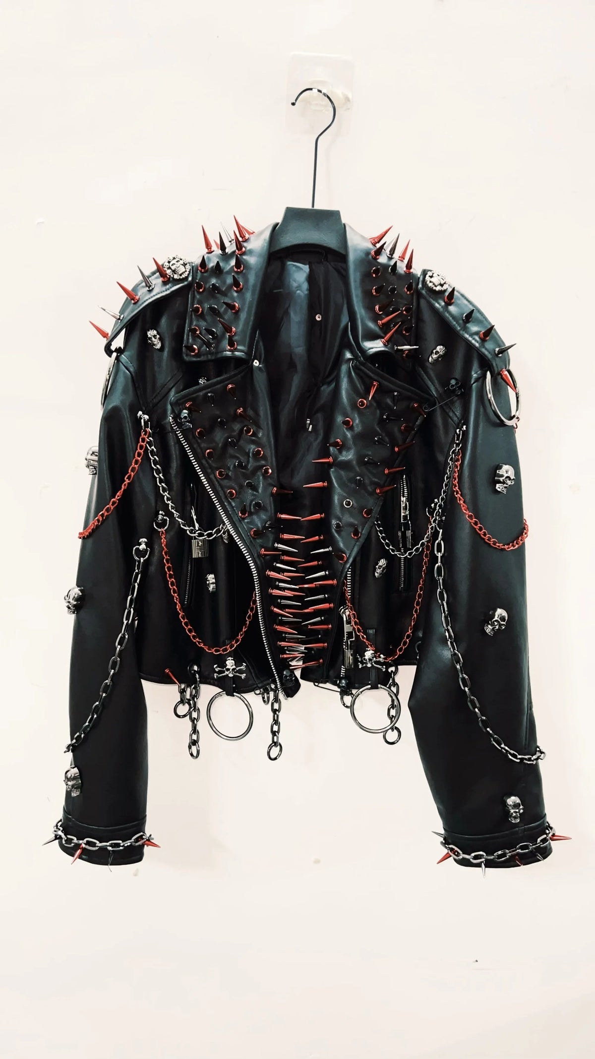 vintage Leather jacket Gothic Leather jacket Punk Leather jacketoversizeLeather jacket Rivet Leather jacket skull Leather jacket SS69