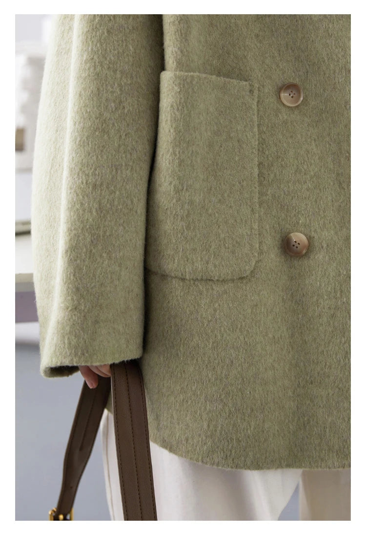 CHIC VEN Women's Wool Blend Double-Breasted Coat
