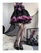 New 2024 Punk Gothic High Heels Pumps Women Rose Heeled Patent Leather Lolita Shoes Woman Y2K Ankle Straps Black Mary Jane Shoes