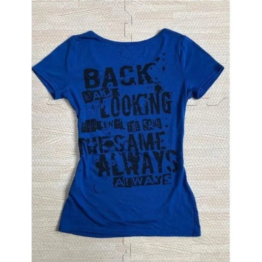 Vintage Hottie Letter Print T-shirts American Retro Subculture Goth Short Sleeve Tees Summer Women Street Slim Punk Harajuku Top SS69