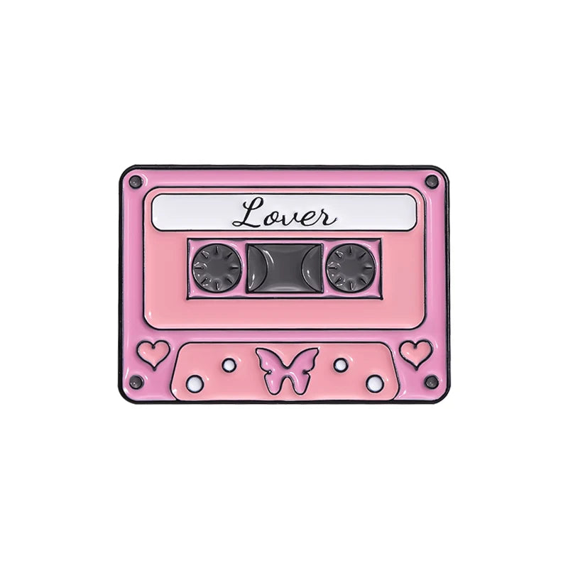 QIHE JEWELRY Retro Cassette Tape Enamel Pin Badge