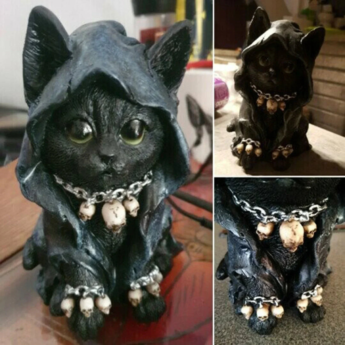 Gothic Cat Witch Decorated Garden Halloween Figurine  Decoration Accessories Decorations for Home Desk  Decor Modern