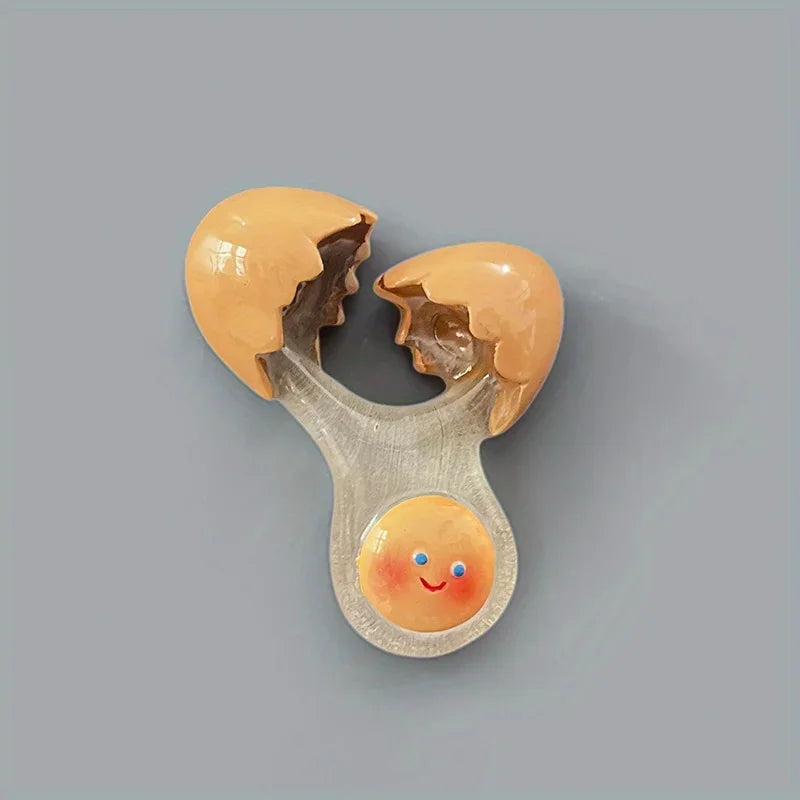 1-Pack Cute Smiling Chick Broken Eggshell Refrigerator Magnets, Round Plastic Kitchen Decor, Fun Cartoon Egg Fridge Magnets SS69 9.69 smile