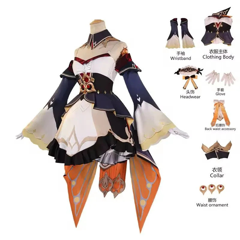 Genshin Impact Sandrone Cosplay Costume Wig Marionette Dress Uniform Eleven Fatui Harbingers Halloween Party Women Girls Props