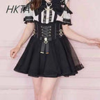 Japanese Liz New Spring Lace Edge Leather Ring High Waist Pleated Skirt Ribbon Bow Short Plaid Skirts Big Bow Lolita Blouses