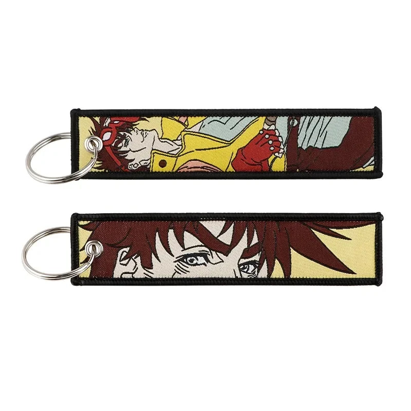Sword Wind Legend Anime JOJO Wonderful Adventure Weaving Mark Keychain Sword Wind Legend Decorative Chain Fabric Key Pendant