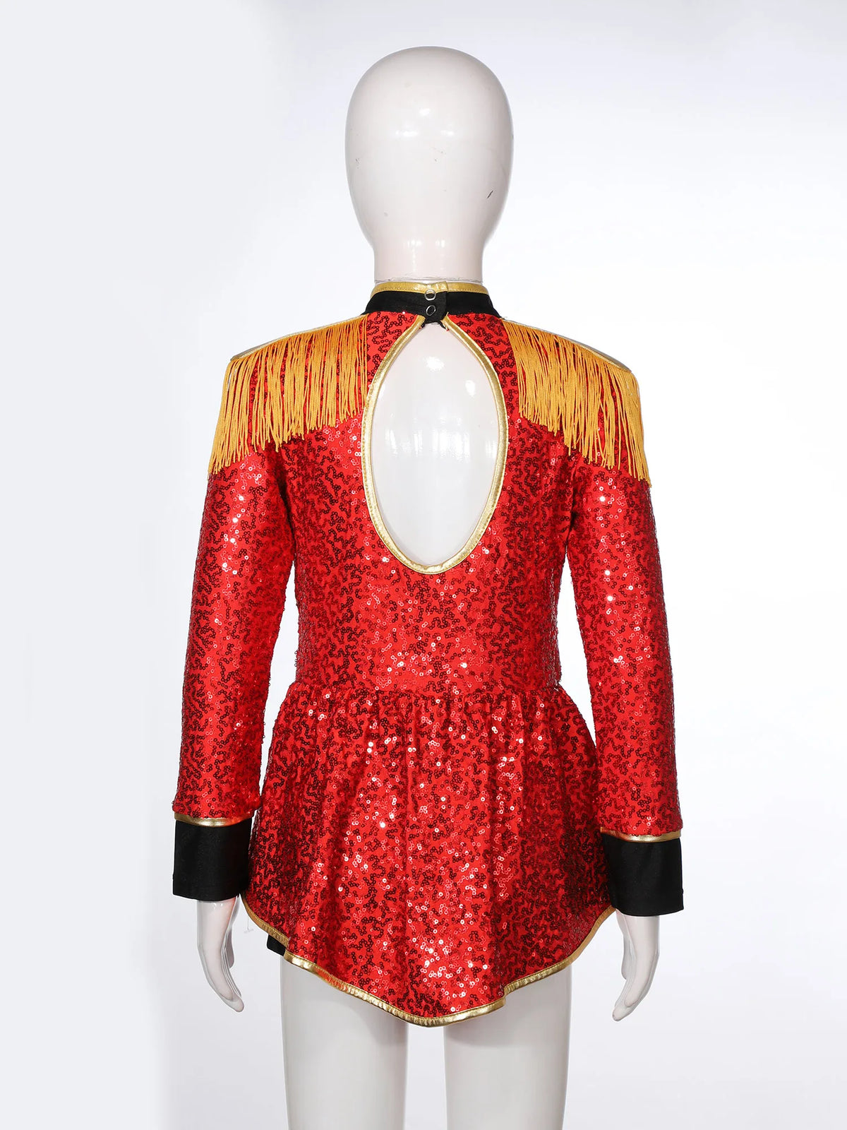 Moggemol Girls Sequin Ringmaster Bodysuit Long Sleeve Costume