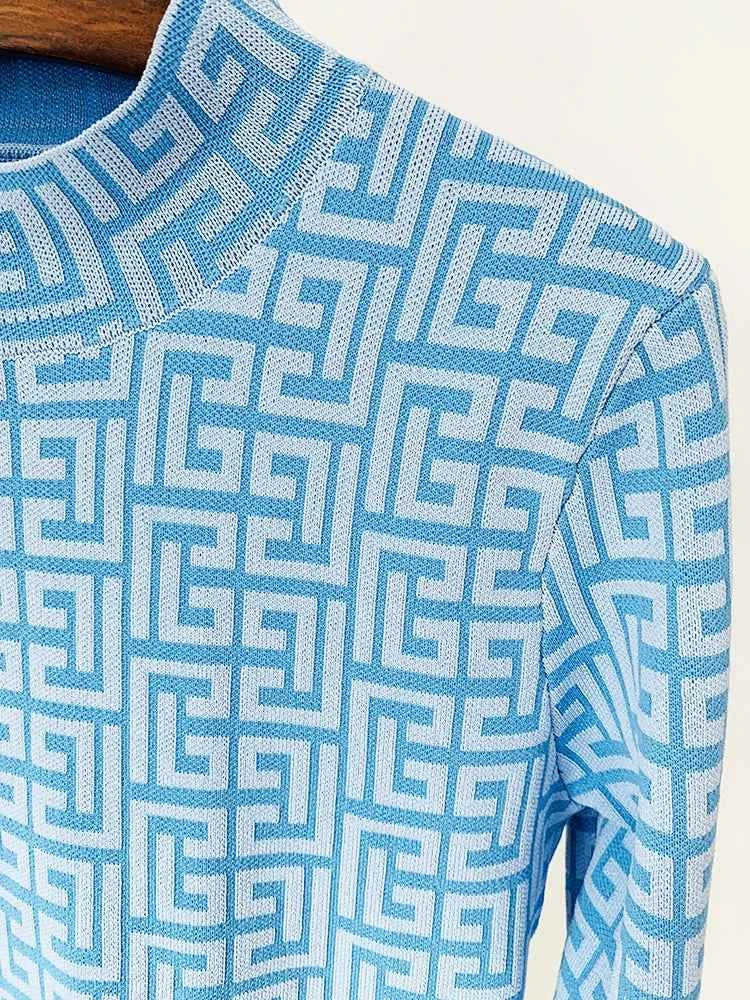 HIGH STREET Newest 2025 Designer Fashion Women's Geometric Monogram Jacquard Knit Pullover Sweater