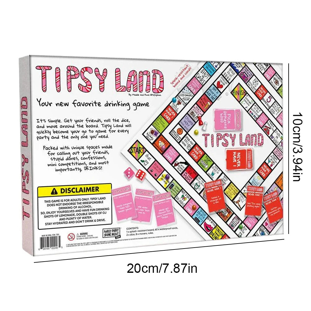 Tipsy Land Drinking Games Interactive Girls Night Party Drinking Game for Adults Bachelorette Halloween Party Game for 2-8Player SS69
