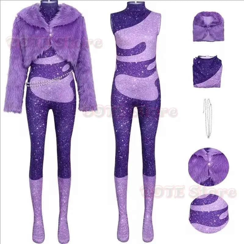 Cartoon Zoo 2 Gazelle Cosplay Purple Plush Coat Jumpsuit Costume Set Adult Kids Girls Halloween Clothes Carnival Party Outfits