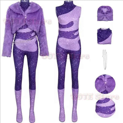 Cartoon Zoo 2 Gazelle Cosplay Purple Plush Coat Jumpsuit Costume Set Adult Kids Girls Halloween Clothes Carnival Party Outfits