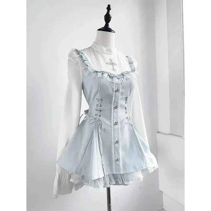 2025 Autumn Gothic Lolita Dress Sweet Heart Black Bow - Elegant Long Sleeve Short Dress with Lace Trim Slim Fit Waist for Women