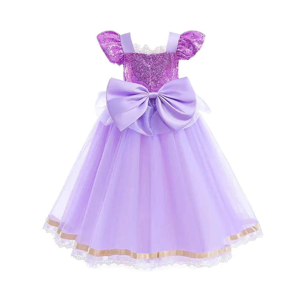 Summer Rapunzal Girl Princess Dress Cosplay Tangled Halloween Birthday Party Vestido Kids Birthday Costume