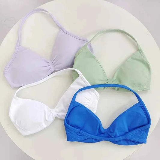 Women's High-Support Lace-Up Sports Bra - Thin-Strap Camisole, Seamless, Tight-Fit for Push-Up Training & Yoga, Gym Top