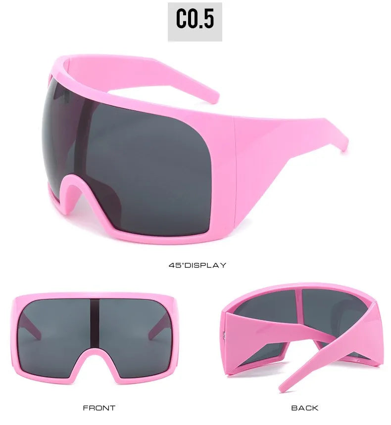 Oversized Punk Shield Sunglasses Women Men Big Frame 2024 Luxury Brand Steampunk Mask Sun Glasses For Ladies Sports Goggle UV400 SS69